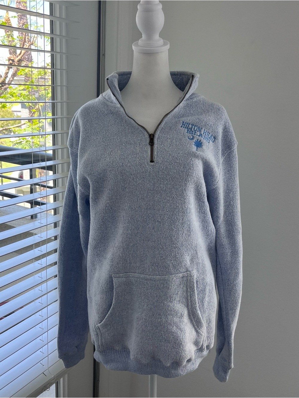 Light Blue Quarter-Zip Pullover Sweatshirt